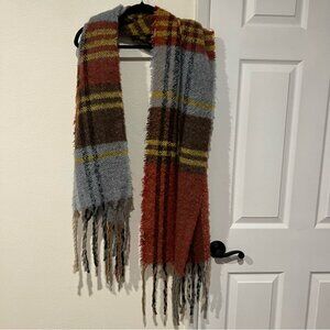 Plush Plaid Multicolor Soft Knit Scarf